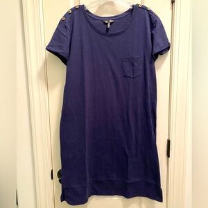 Slub knit cotton jersey short sleeve “t shirt” dress in navy blue size L bust 21